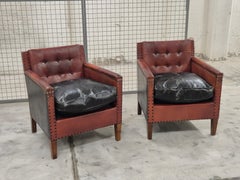 Fauteuils club en cuir, style/attr. à Otto Schultz, Suède années 1930/40