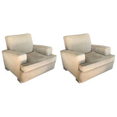 Vintage Club Chairs in the Style of Jacques Adnet, Pair