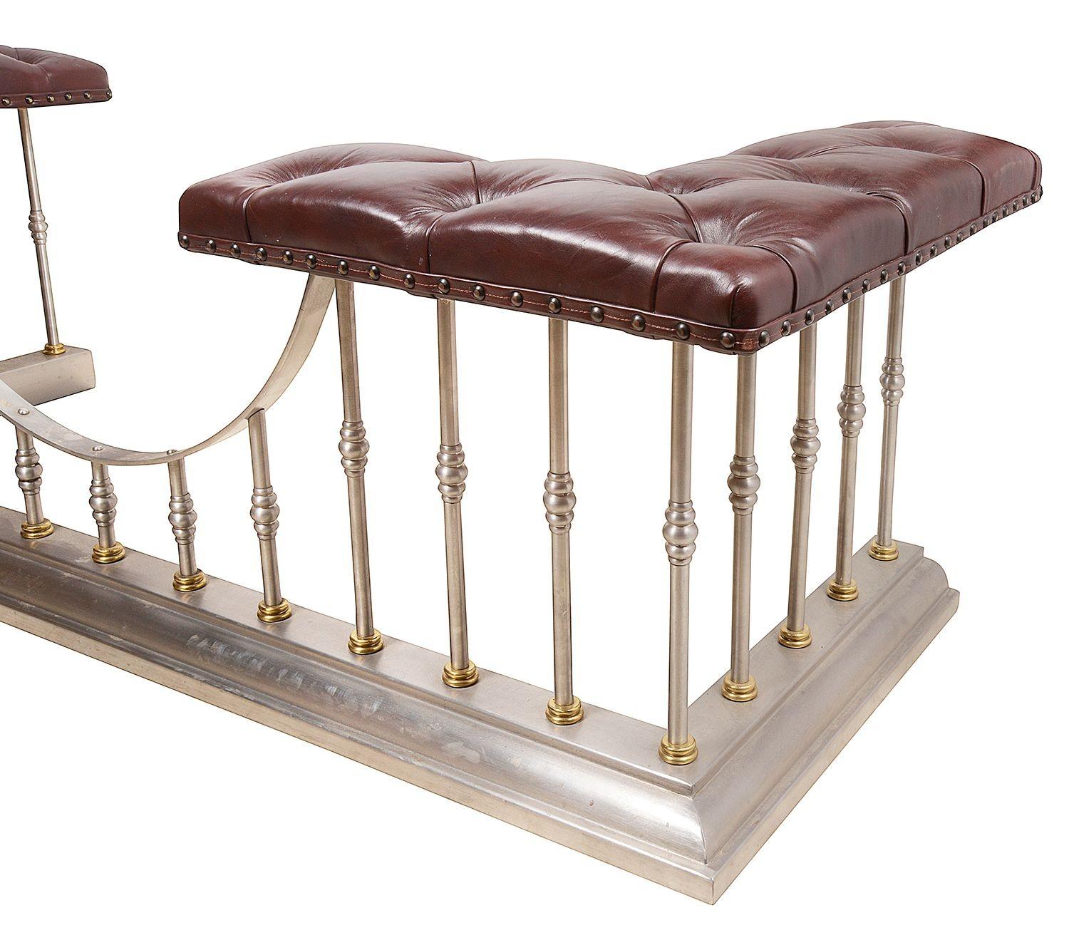 Club Fire Fender, Upholstered in Leather, circa 1900 For Sale at 1stDibs