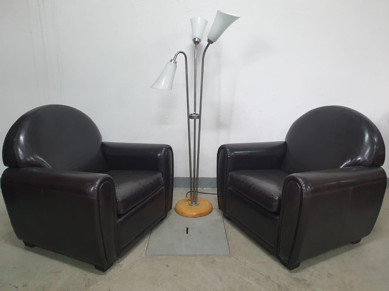 Club leather Armchairs in ART DECO style, 1970s, Europe For Sale 3