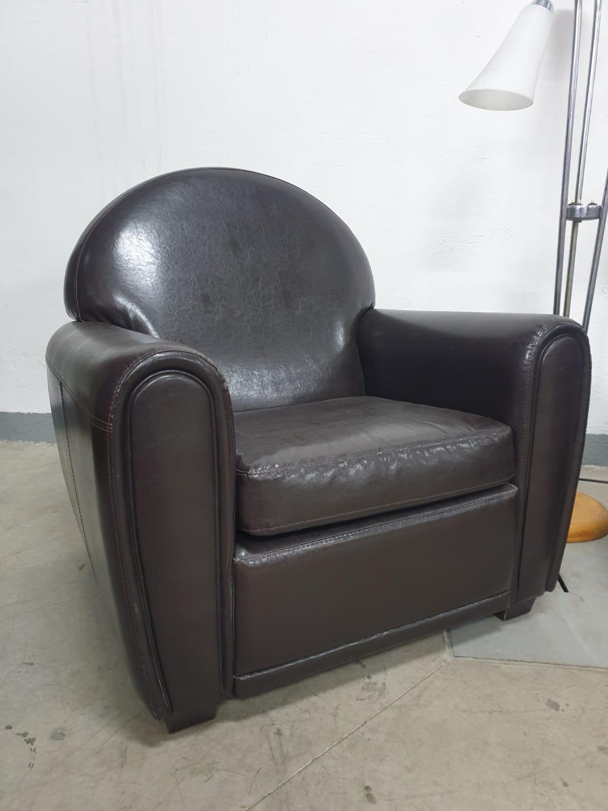 20th Century Club leather Armchairs in ART DECO style, 1970s, Europe For Sale