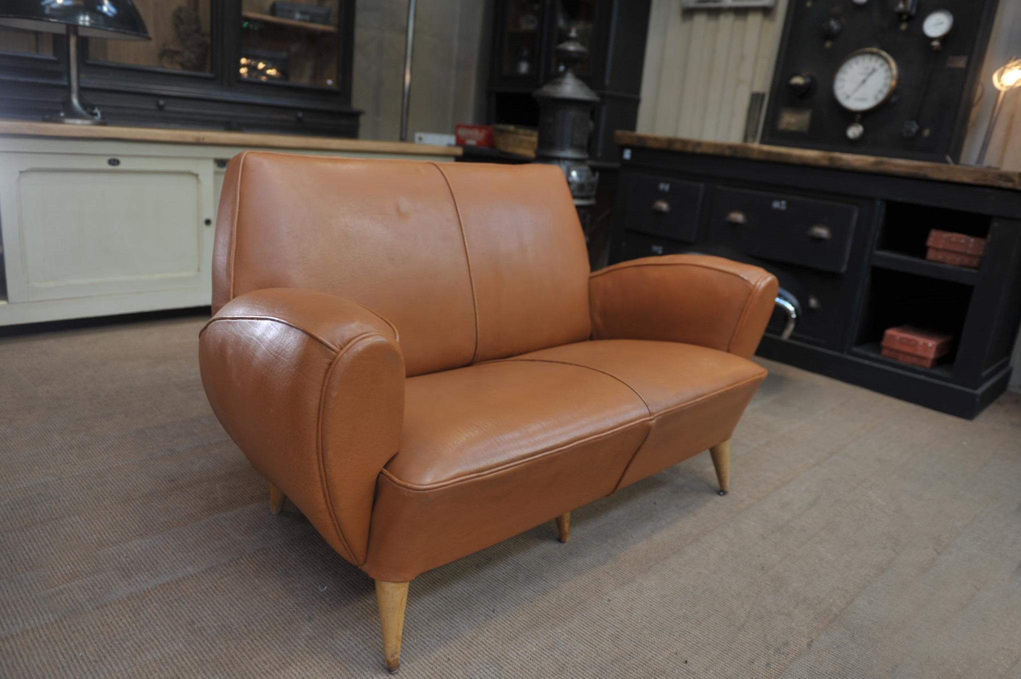 Club Leather Sofa by Erton Paris, circa 1950 im Angebot 4