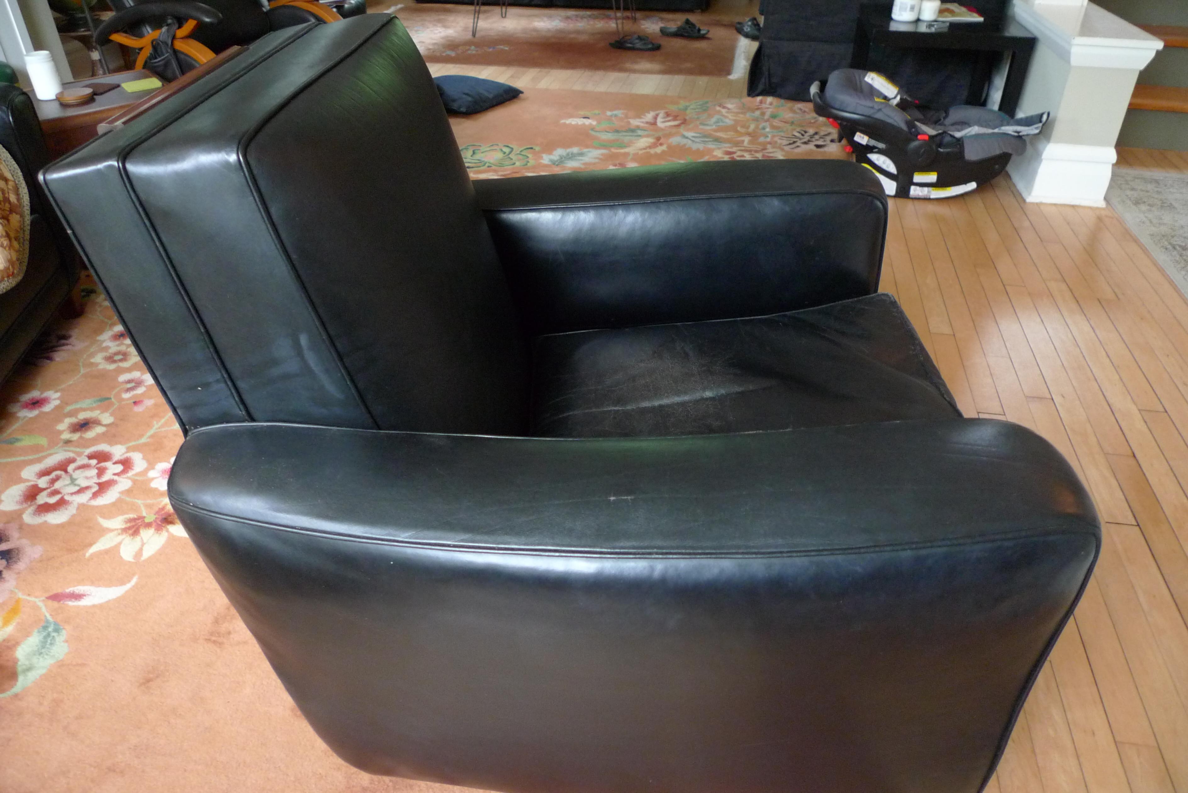 Club Lounge Chair, 1960s France, Black Leather. Manner of Emile-Jacques Ruhlmann 6