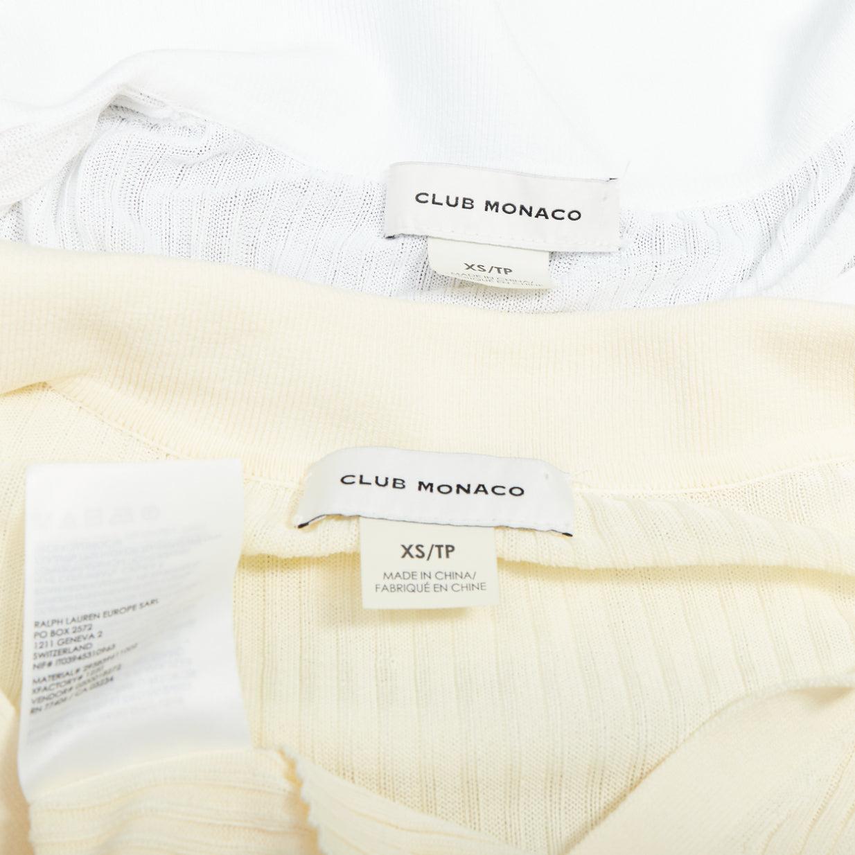 CLUB MONACO Set di 2 polo a coste bianche e crema XS in vendita 5