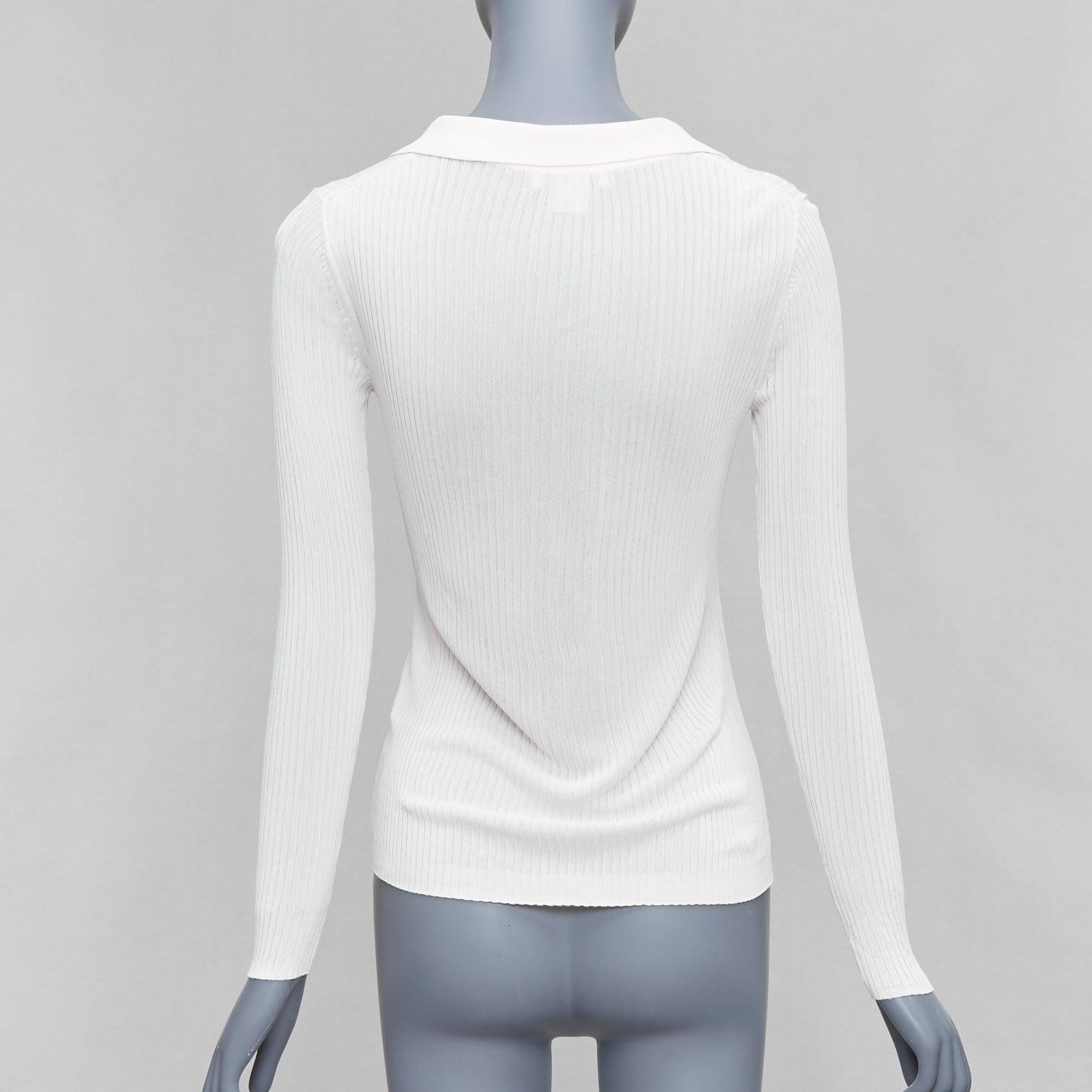 CLUB MONACO Set di 2 polo a coste bianche e crema XS in vendita 2