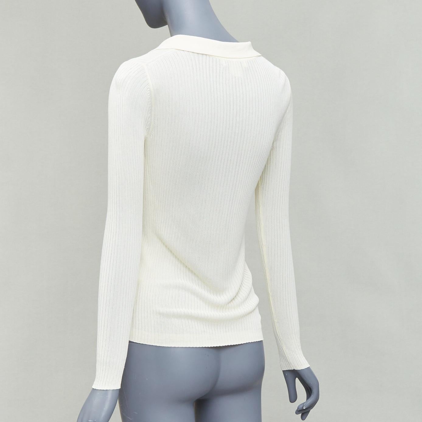CLUB MONACO Set di 2 polo a coste bianche e crema XS in vendita 3