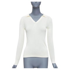 CLUB MONACO Set of 2 white cream ribbed collared polo top XS