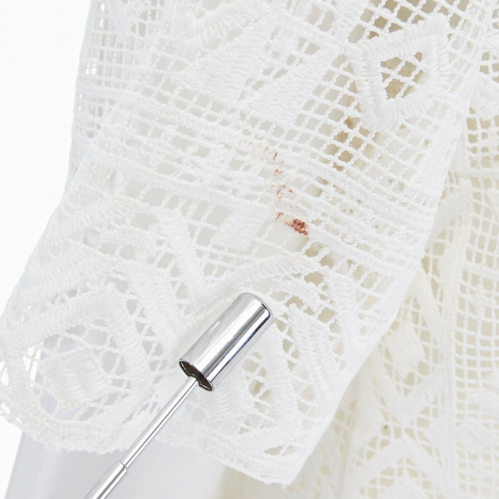 CLUB MONACO white geometric embroidered lattice bohemian mini dress US2 S 3