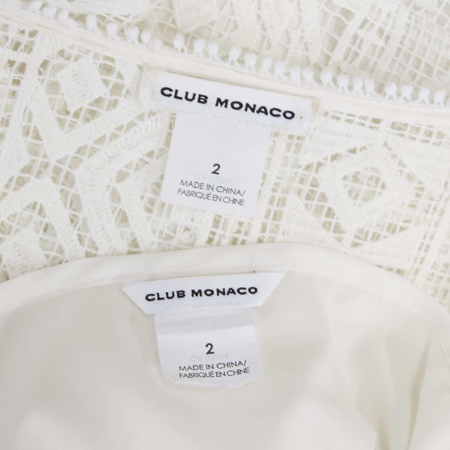 CLUB MONACO white geometric embroidered lattice bohemian mini dress US2 S 5