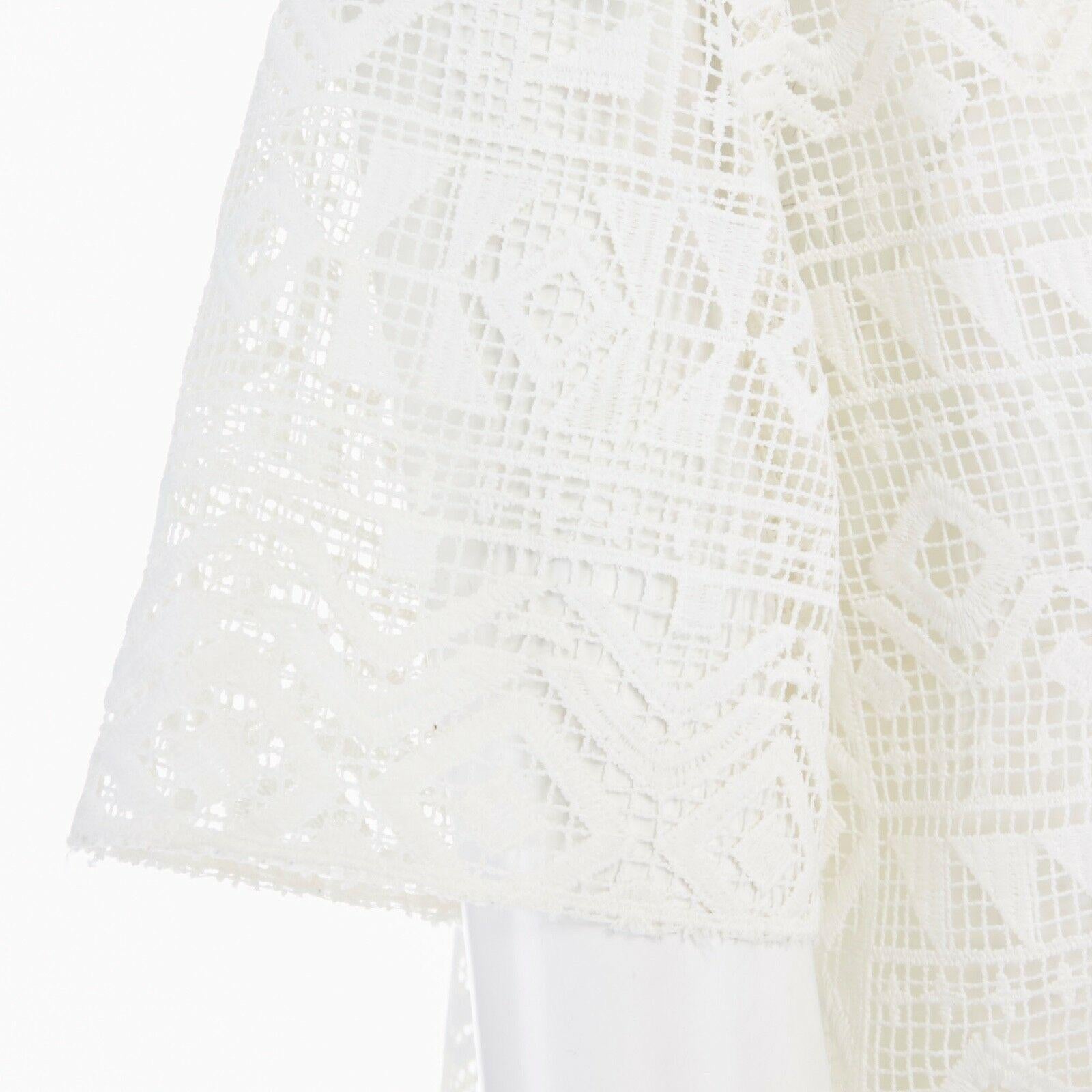 CLUB MONACO white geometric embroidered lattice bohemian mini dress US2 S 2