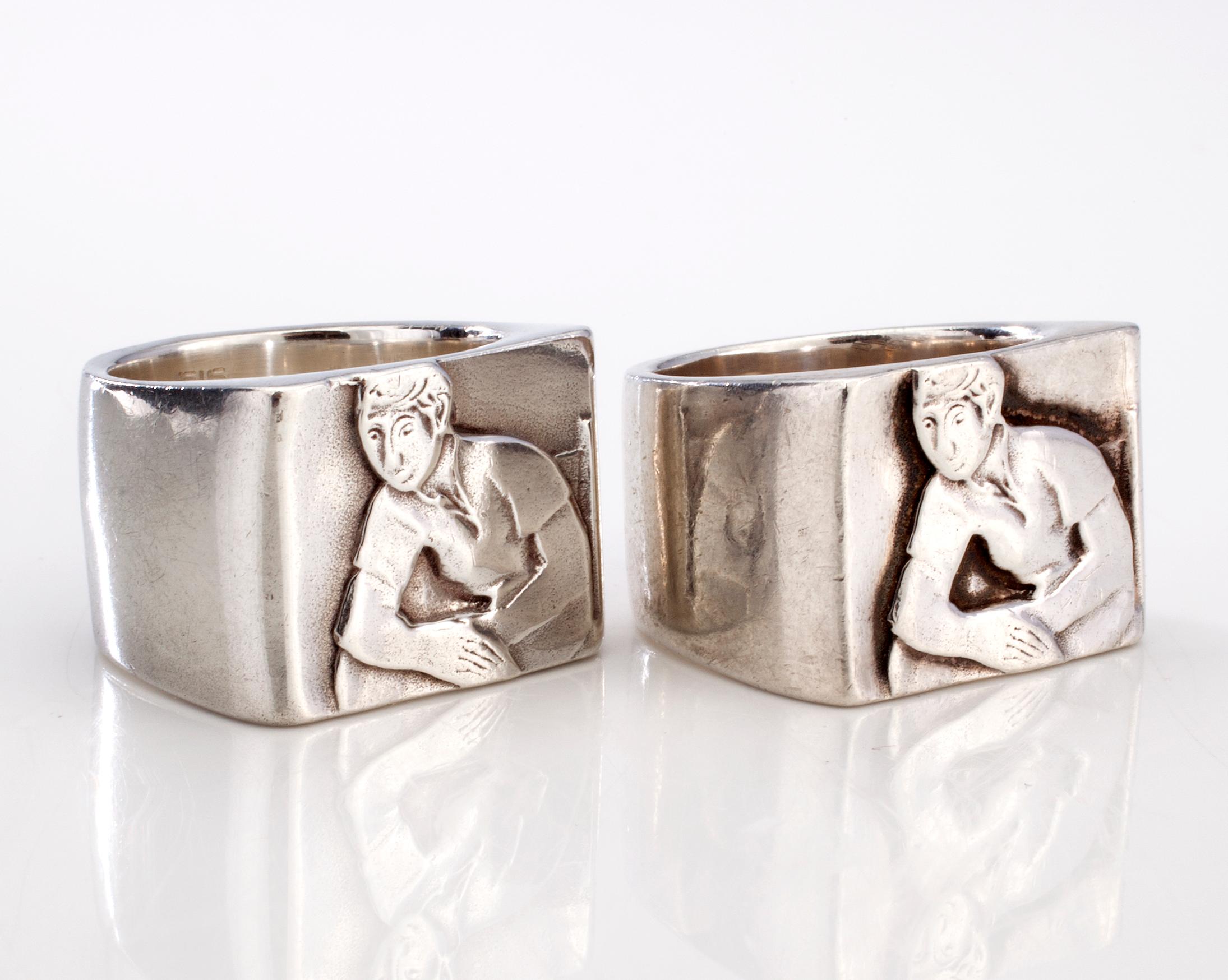 Modern Club One Ring in Sterling Silver by Anne Fischer, 1998 For Sale