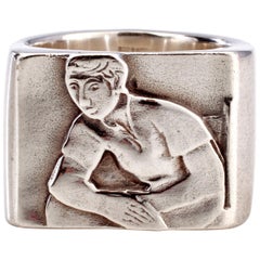 Club One Ring in Sterling Silver by Anne Fischer, 1998
