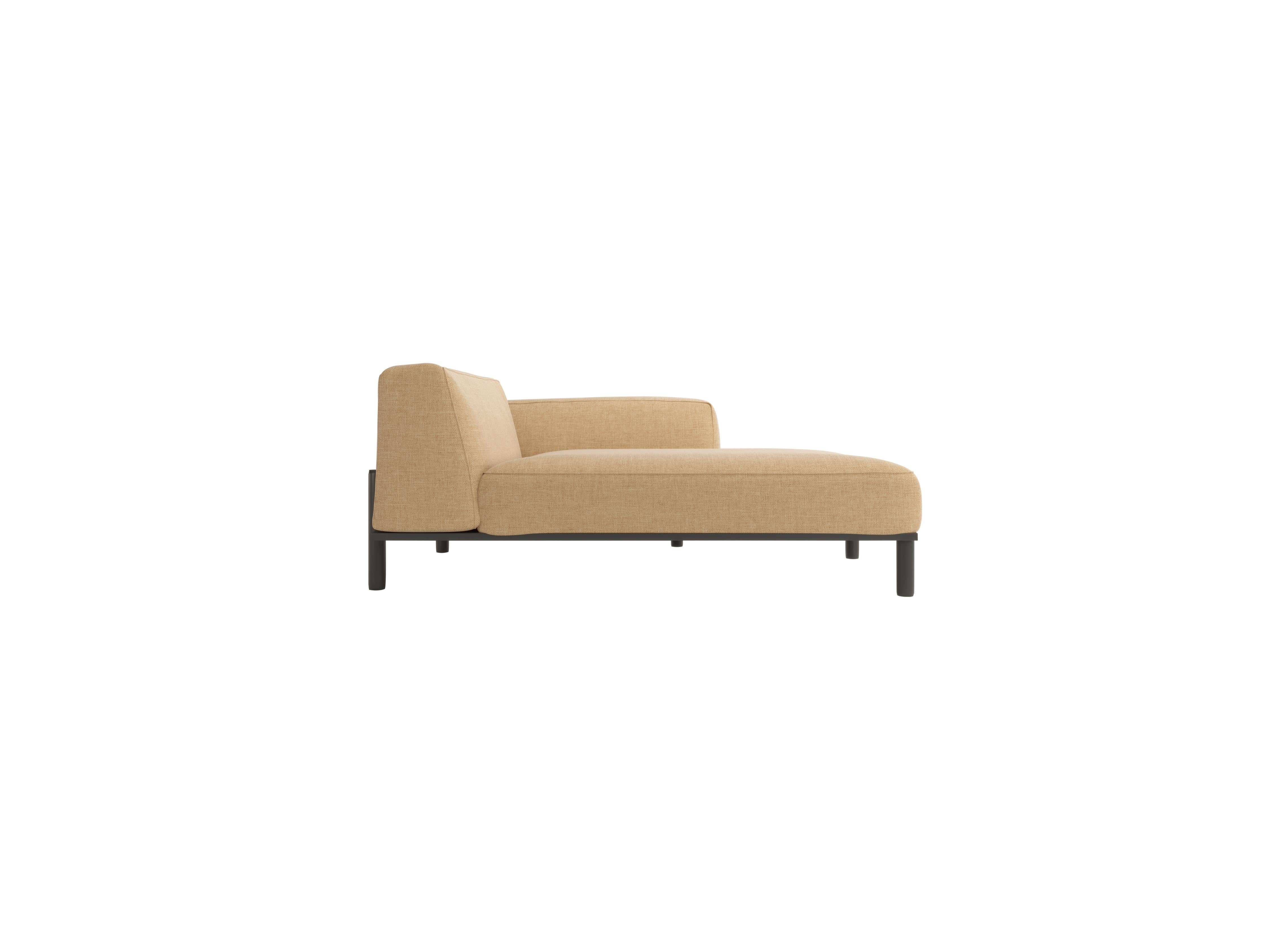 Portuguese Club Sofa Upholstered sofa with chaise longue and  lacquered iron structure For Sale