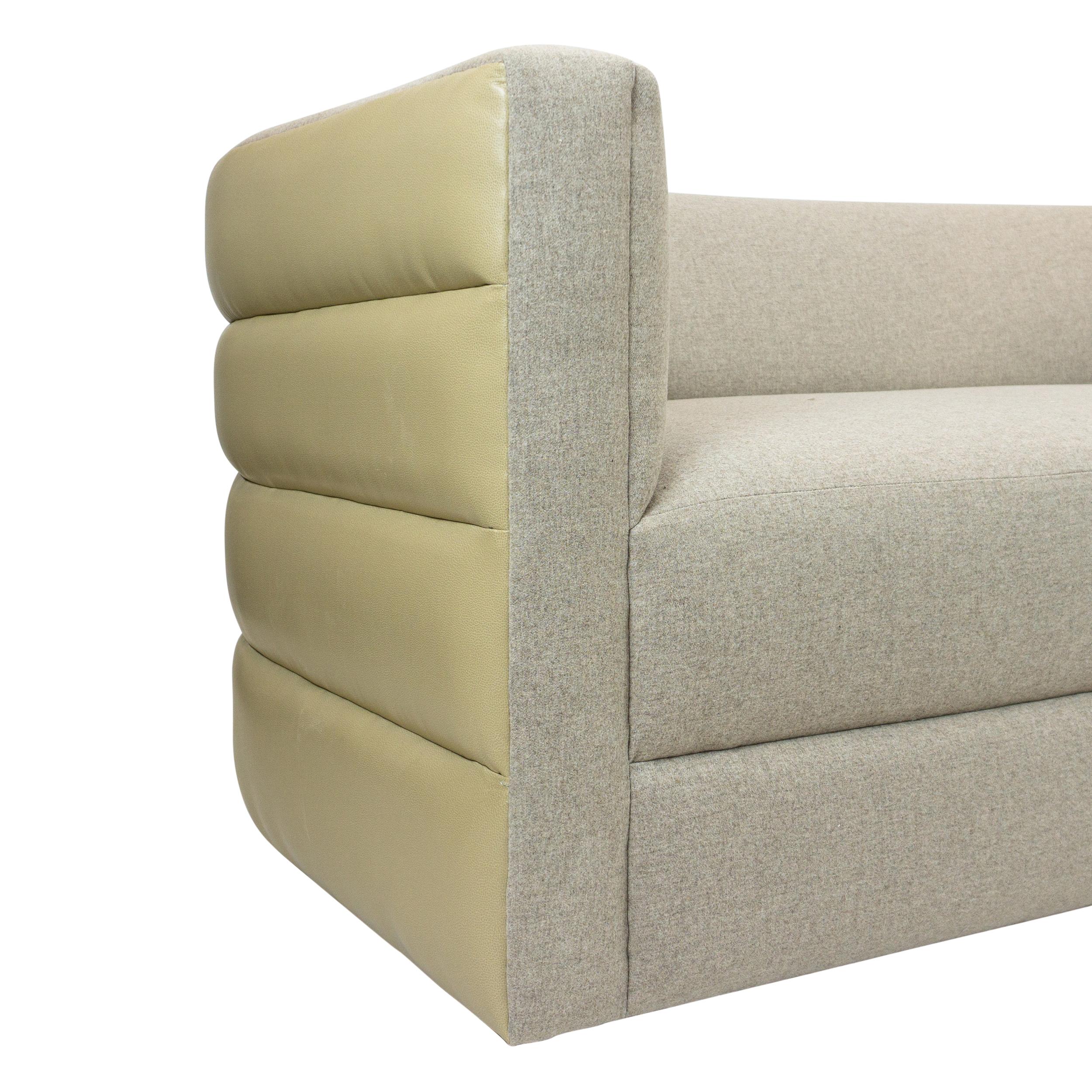 Contemporary Club Sofa with Channel Tufting, Customizable For Sale