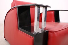 Clubssesel Art Déco in Red Leather, Germany, Berlin