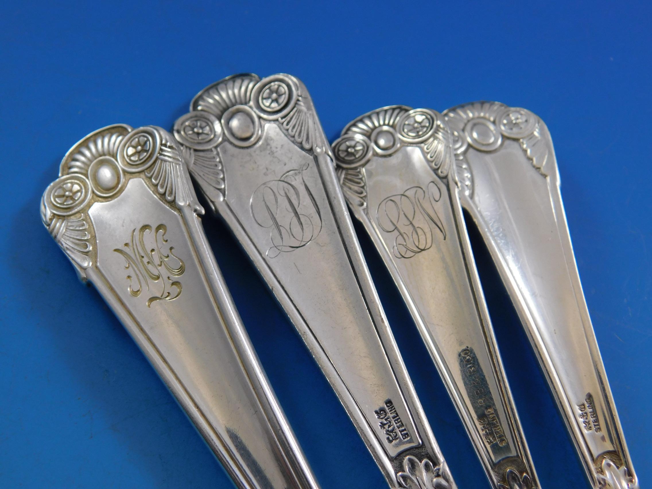 Service de couverts en argent sterling massif avec coffret vintage Cluny by Gorham en vente 1