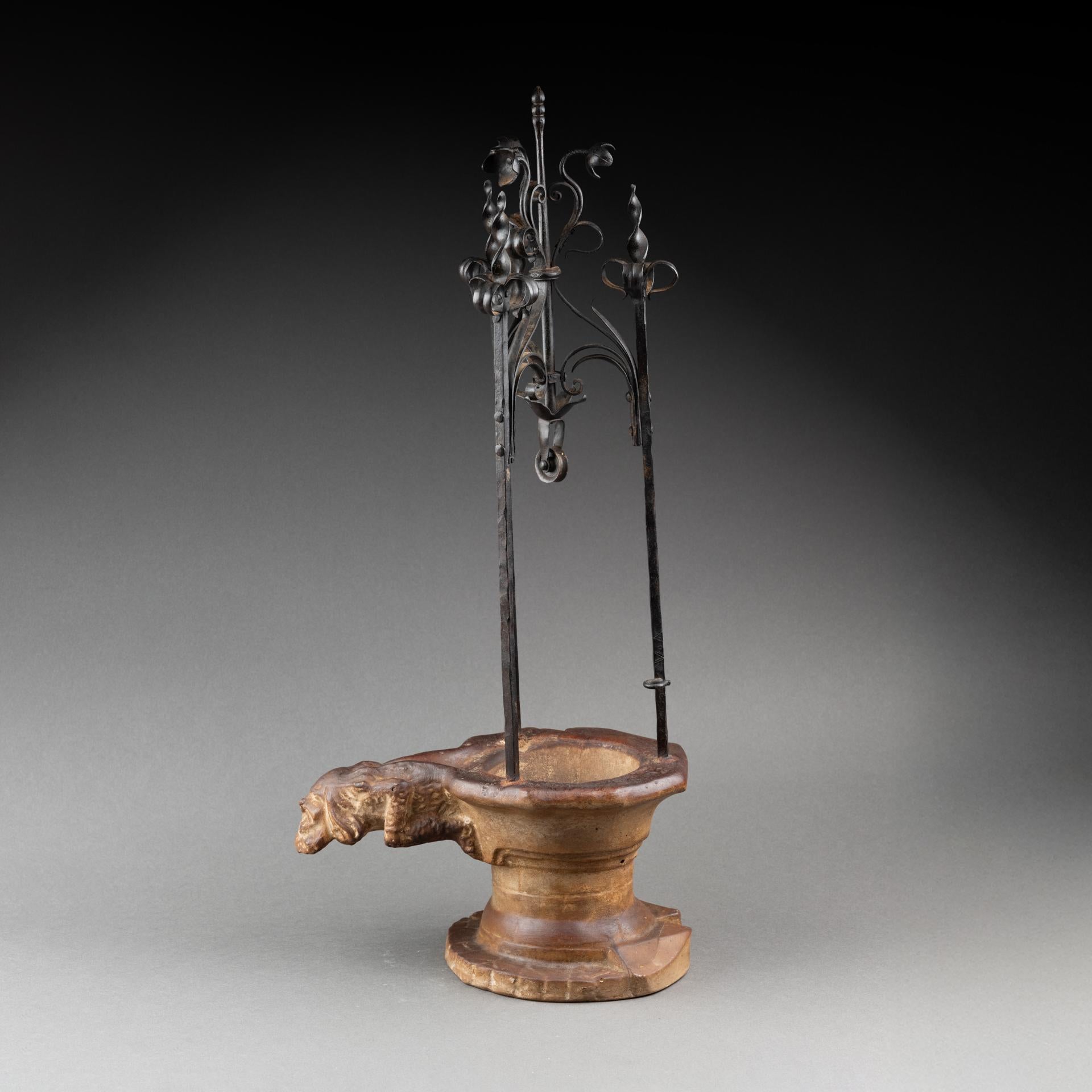 Rinascimento Pozzo dell'hotel Cluny - Riduzione in gesso patinato e ferro battuto, fine XIX secolo. in vendita