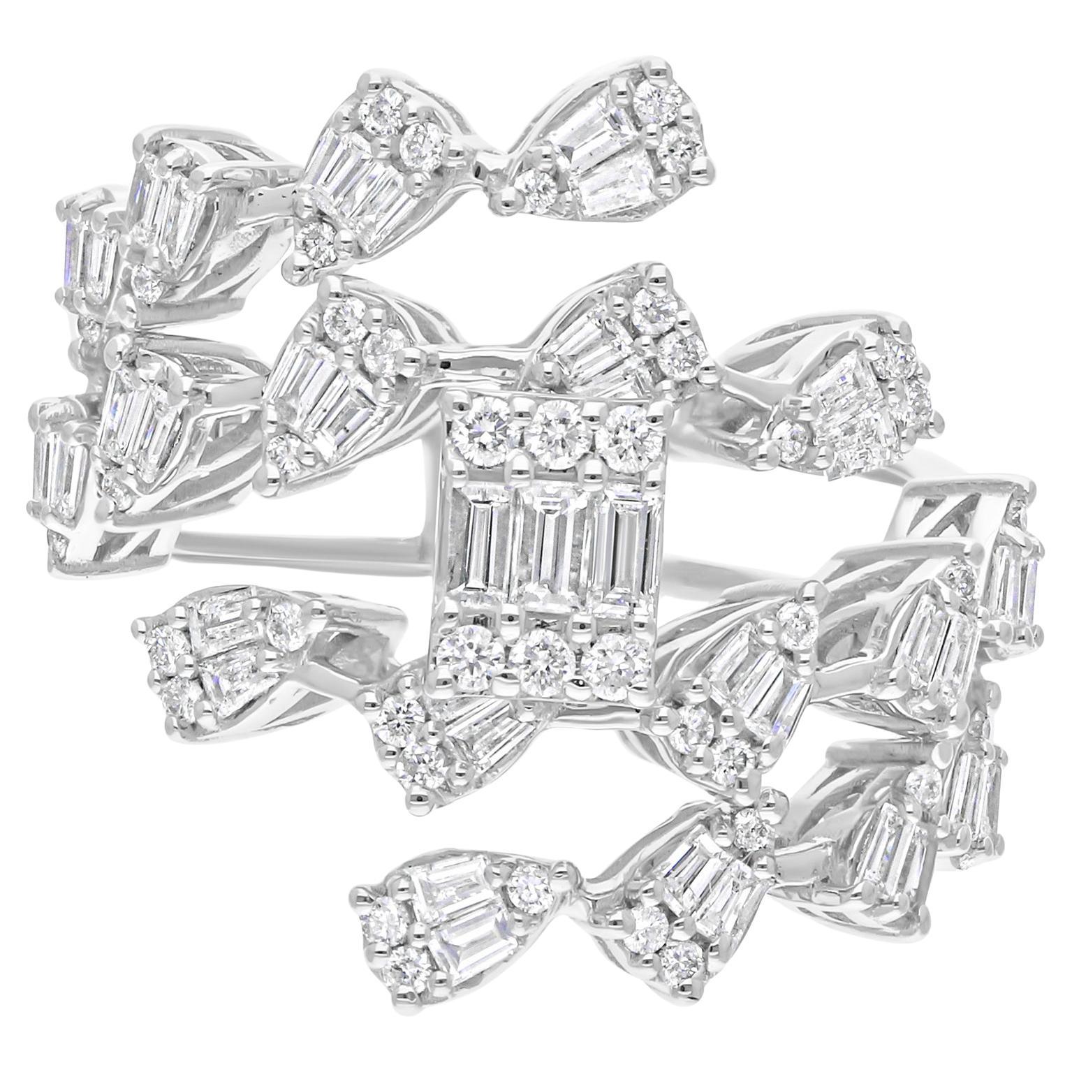 Cluster 1 Carat Diamond Cocktail Ring 14 Karat White Gold Tutte le tariffe pagate