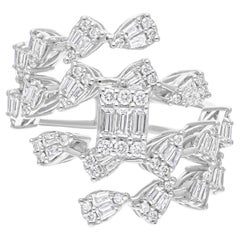 Cluster 1 Carat Diamond Cocktail Ring 14 Karat White Gold Tutte le tariffe pagate