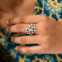 Cluster 1 Carat Diamond Cocktail Ring 18 Karat White Gold All Tariffs Paid