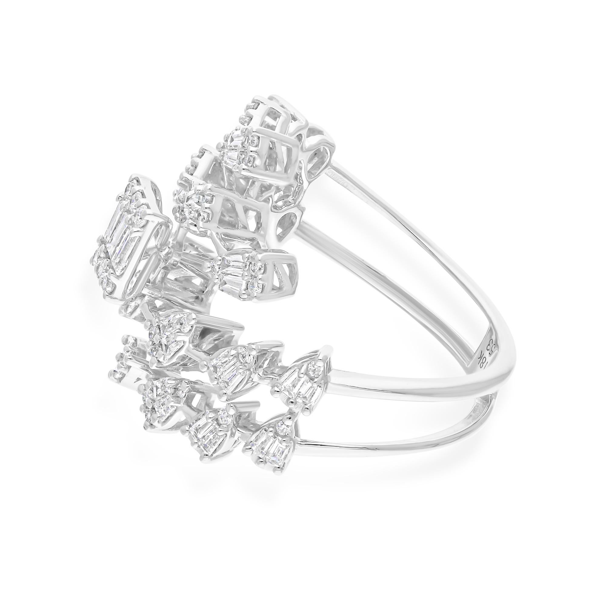En venta: Anillo de cóctel de diamantes en racimo de 1 quilate Oro blanco de 18 quilates Todos los aranceles pagados  4