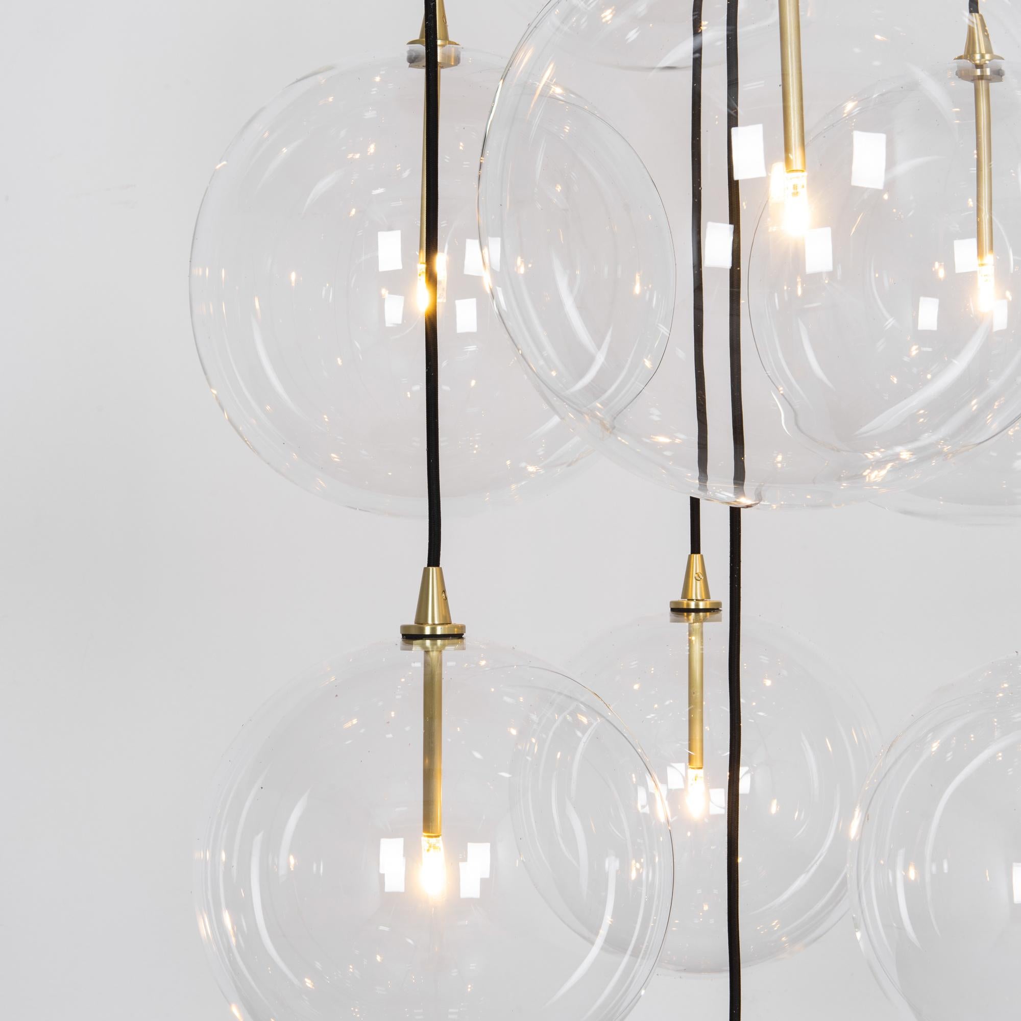 Cluster 13 Mix Brass Chandelier by Schwung For Sale 6