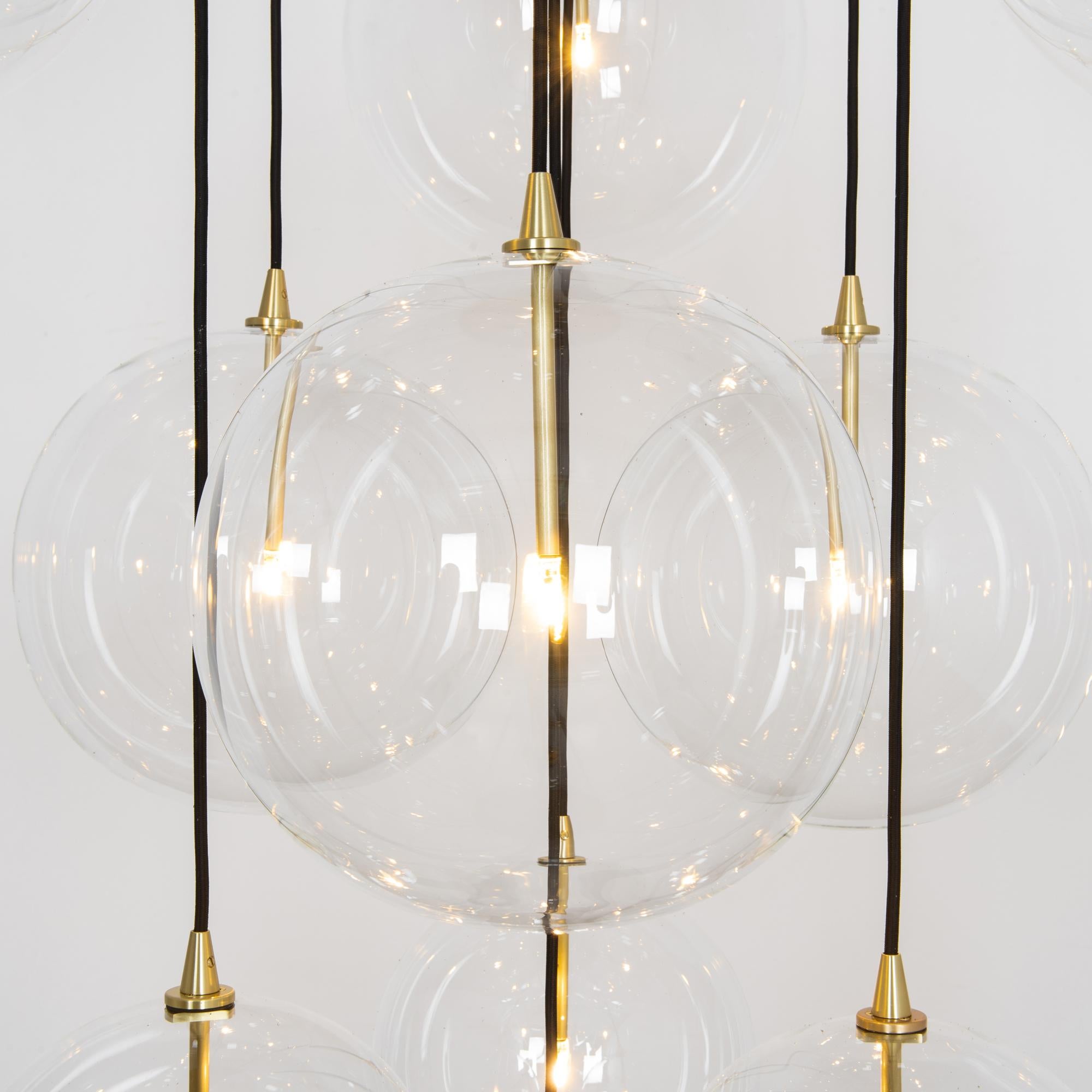 Cluster 13 Mix Brass Chandelier by Schwung For Sale 8