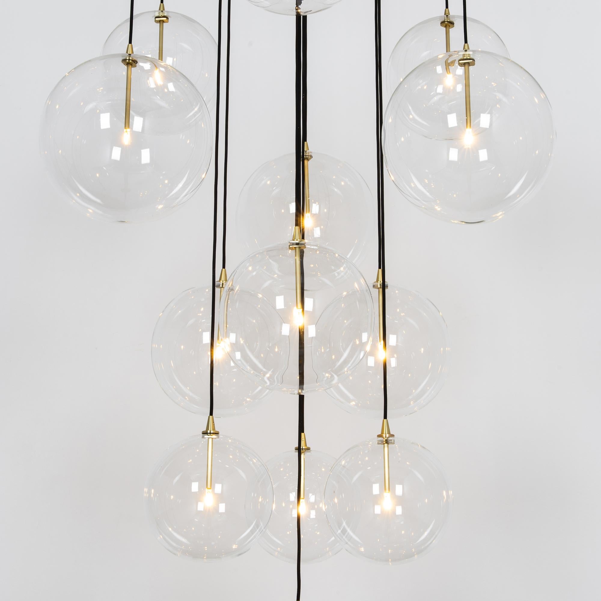 Cluster 13 Mix Brass Chandelier by Schwung For Sale 10