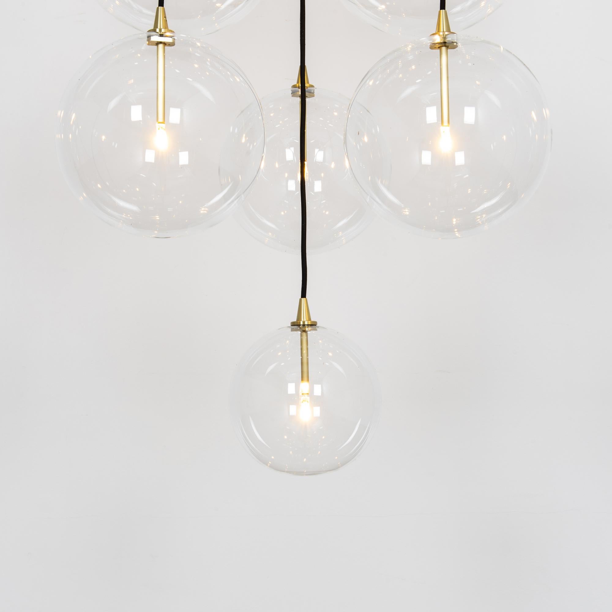 Cluster 13 Mix Brass Chandelier by Schwung For Sale 11