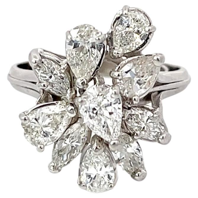 Cluster 2.50ctw Diamond Ring Platinum For Sale