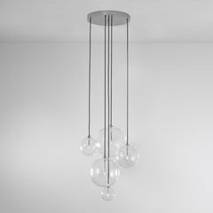 Cluster 5 Mix Polished Nickel Chandelier by Schwung