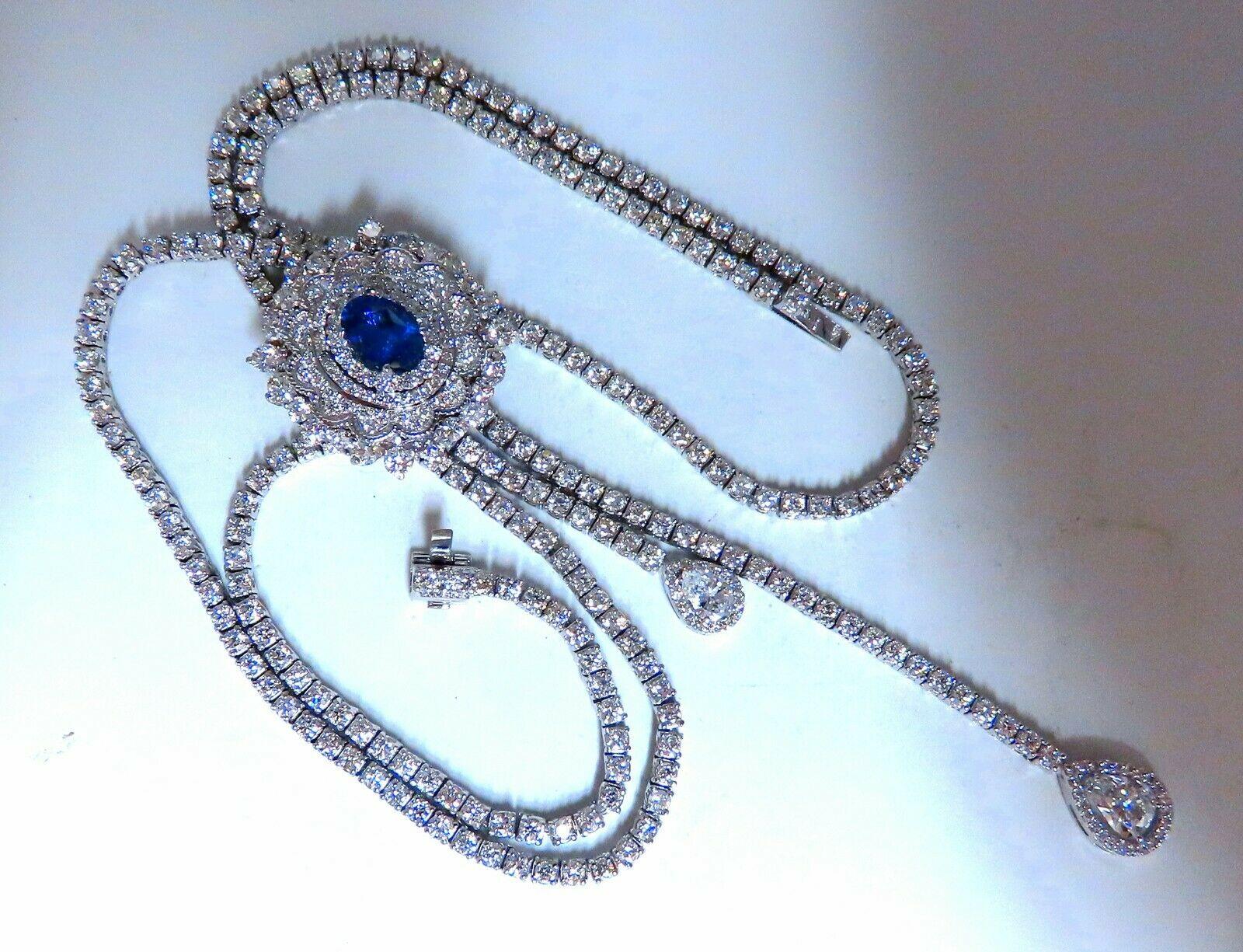 Cluster Bolo Necklace Natural Sapphire Diamonds 18kt Gold GIA Certified 17.30ct In New Condition For Sale In New York, NY