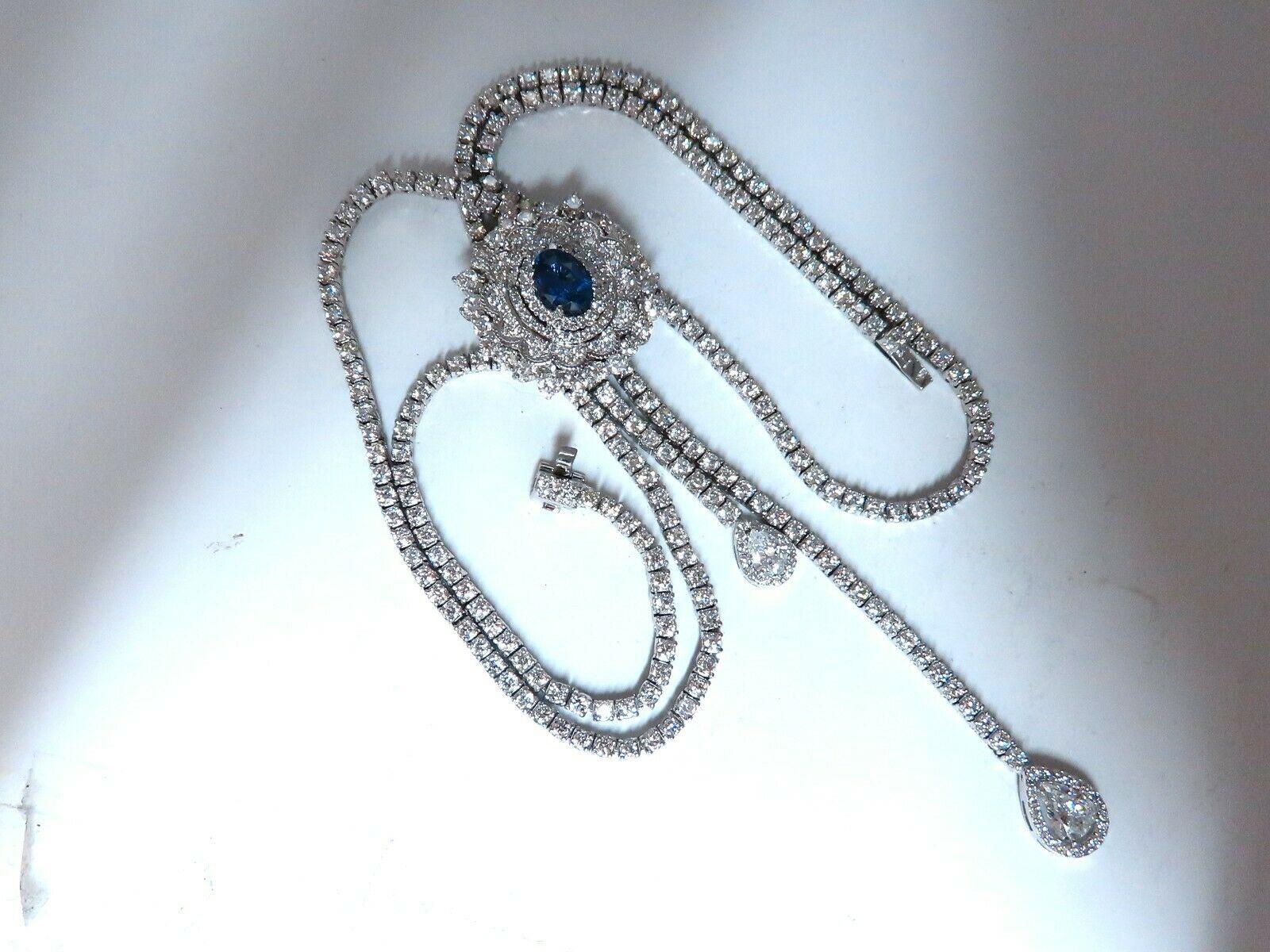 Cluster Bolo Halskette, natürlicher Saphir Diamanten 18kt Gold GIA zertifiziert 17.30 Karat für Damen oder Herren im Angebot