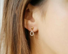 Cluster Bulb Drop Shape Earrings for Women 14k Solid Gold Diamond Earring