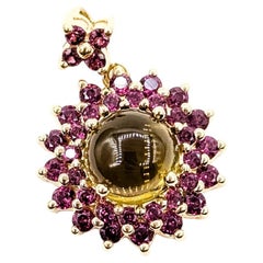 Cluster Citrine & Tourmaline Pendant in 14k Yellow Gold
