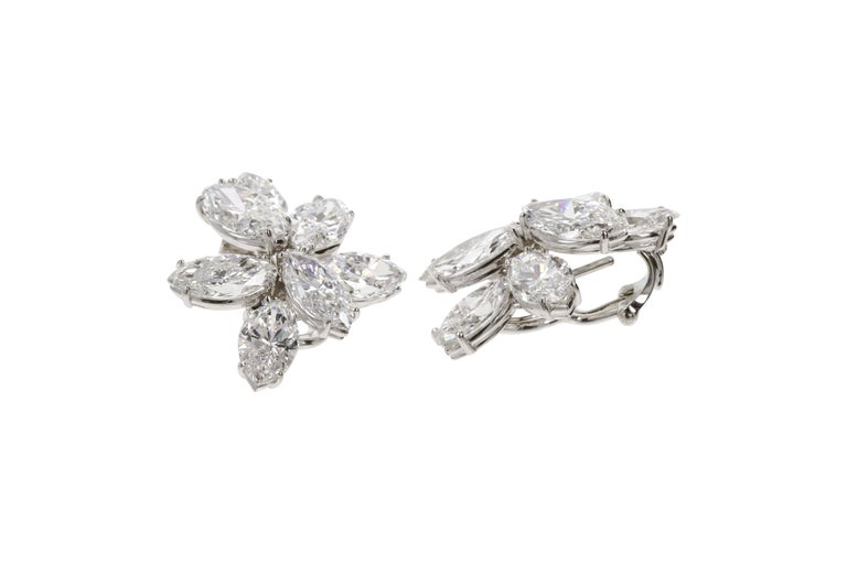 Cluster Design with Marquise Cut 14 Carat Diamond Stud Earrings For ...