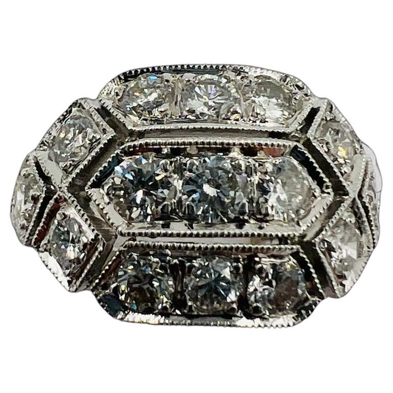 Cluster Diamond 18k White Gold Ring Size 4