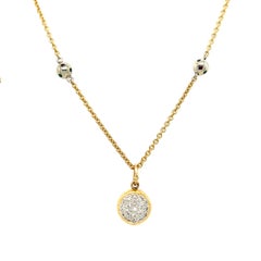 Cluster Diamond and Ruby Round Convertible Pendant Necklace 18K Yellow Gold