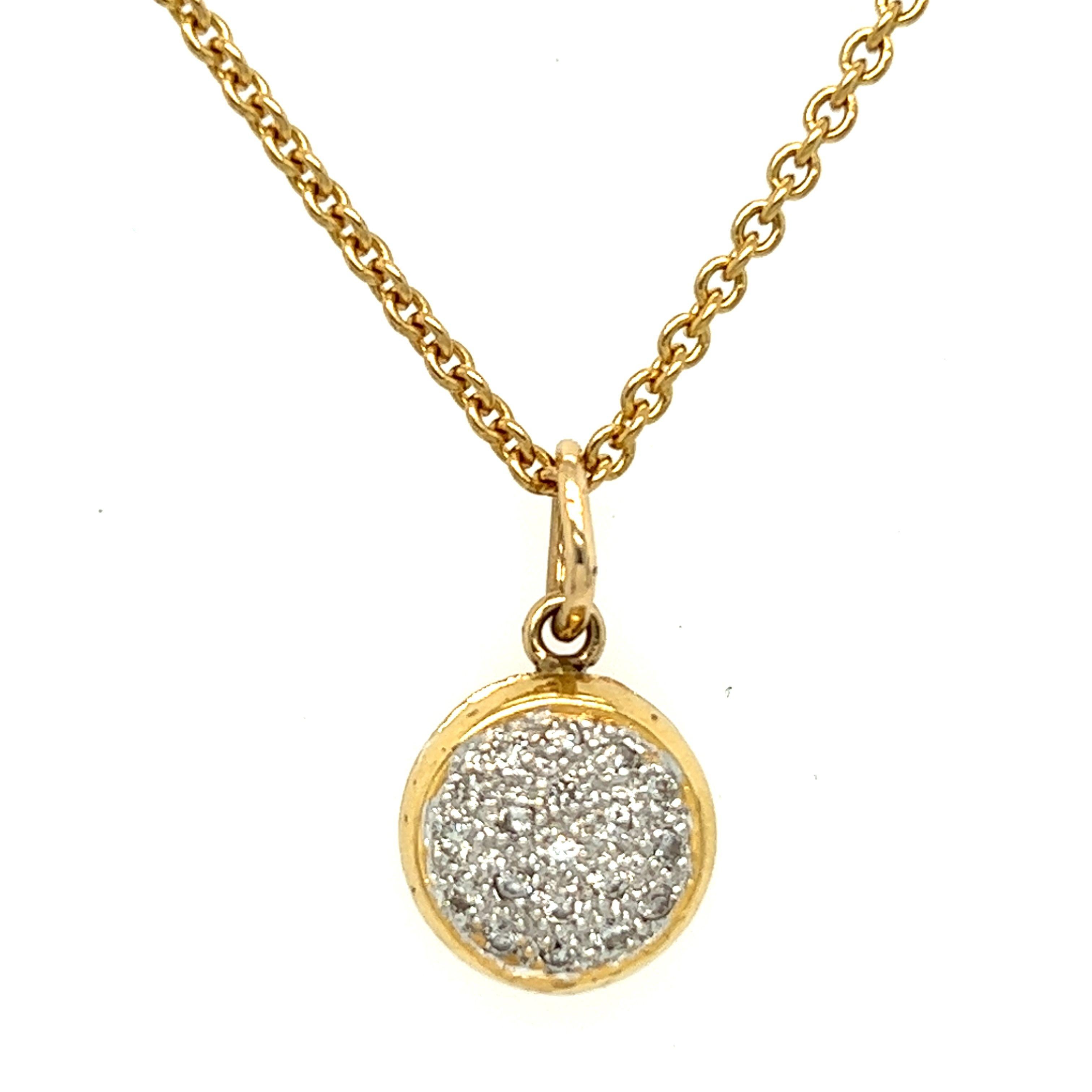 Contemporary Cluster Diamond and Ruby Round Convertible Pendant Necklace 18K Yellow Gold For Sale