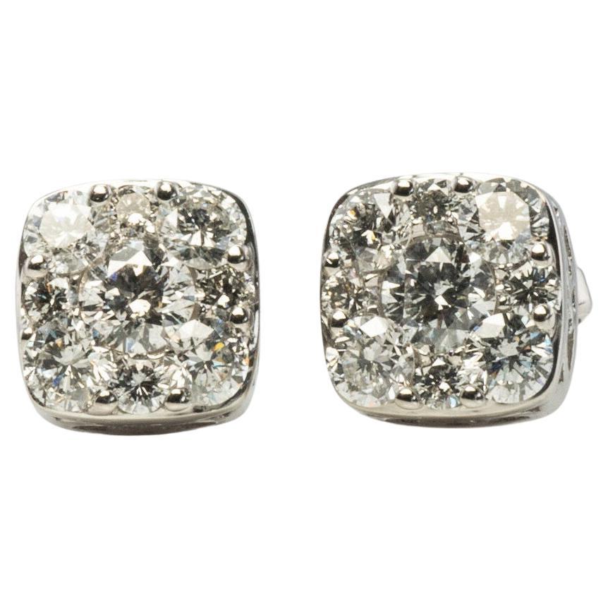 Diamond Flower Cluster Stud Earrings 14k White Gold 1/3 Ct TDW For Sale