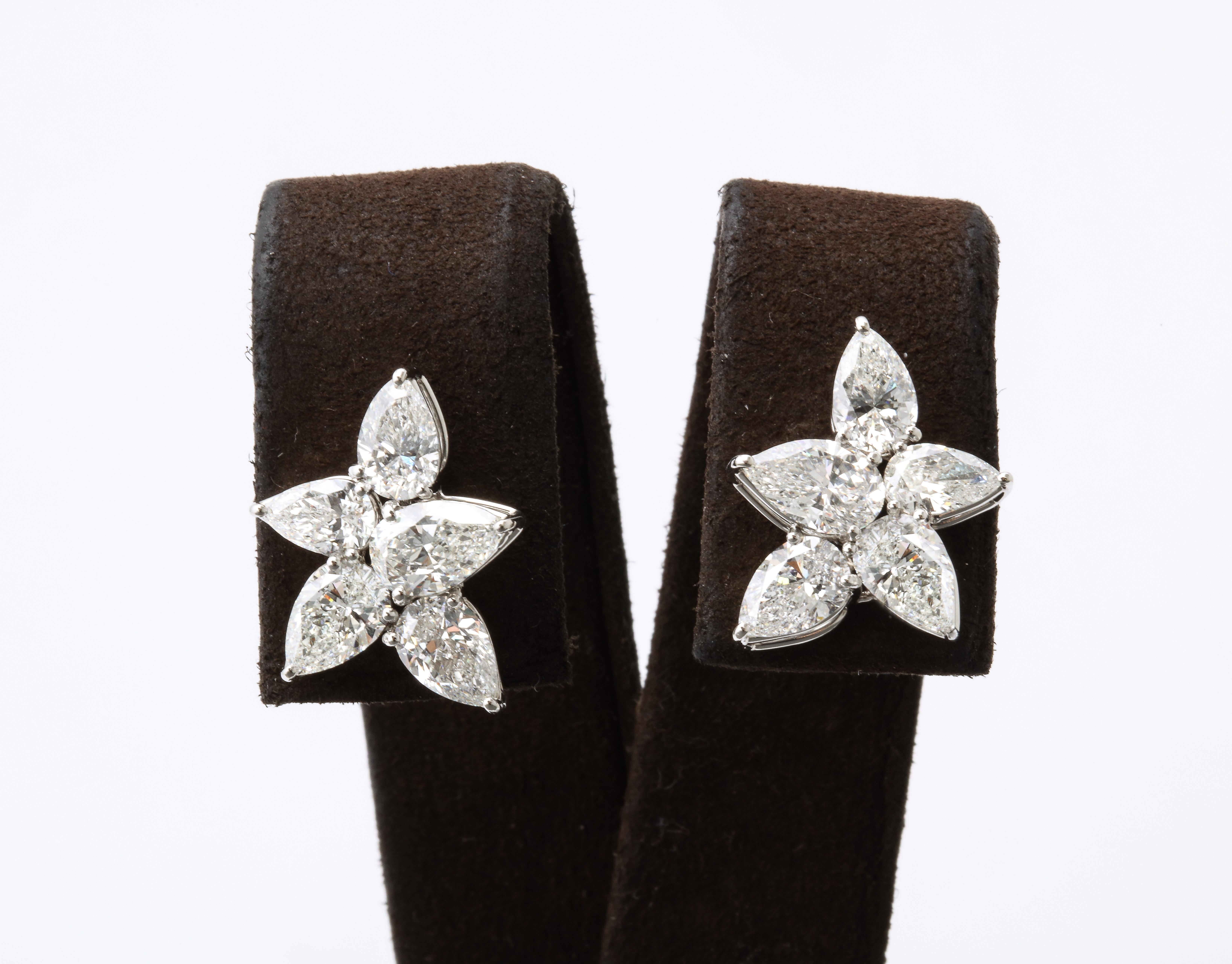 Pear Cut Cluster Diamond Earrings For Sale