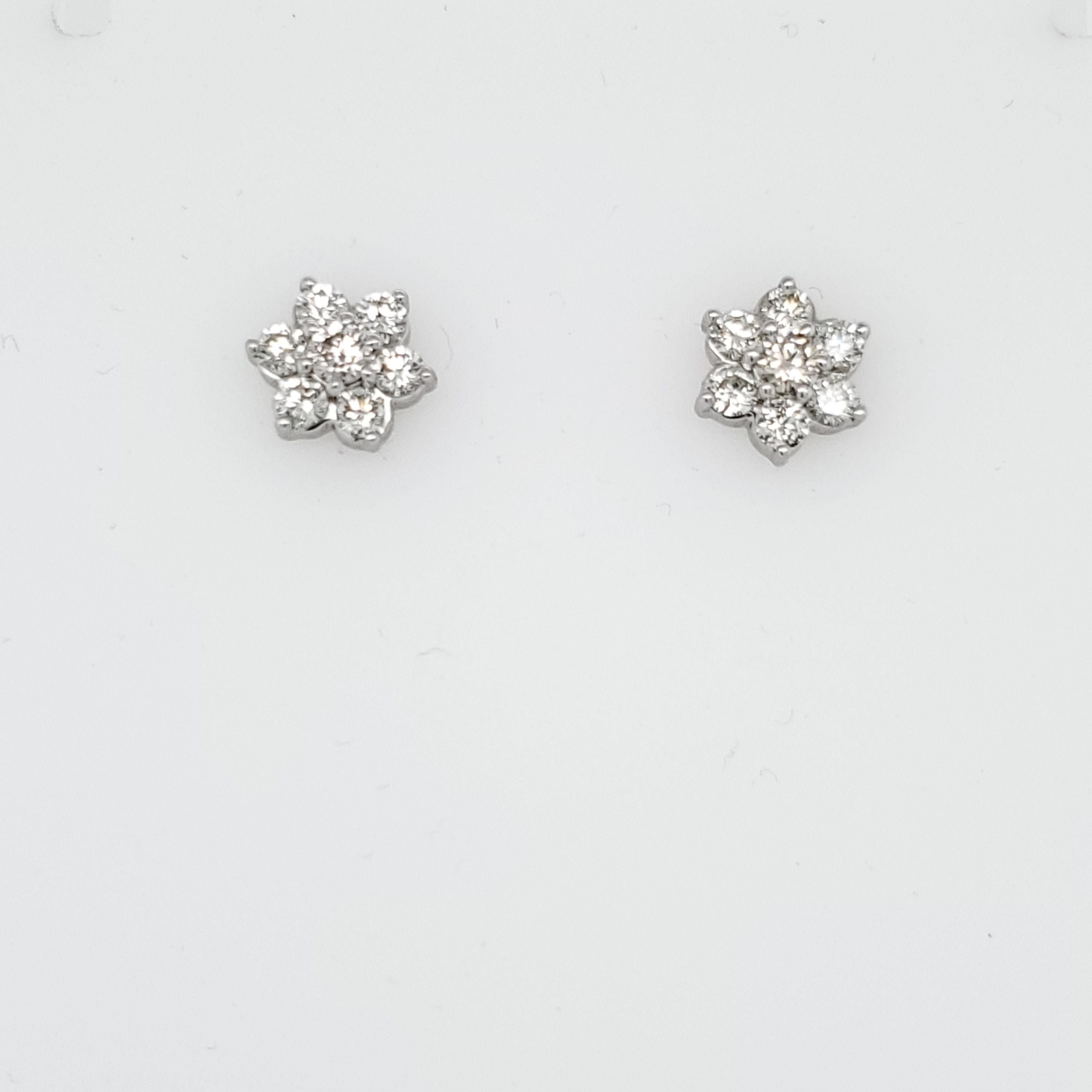Round Cut Cluster Diamond Earrings