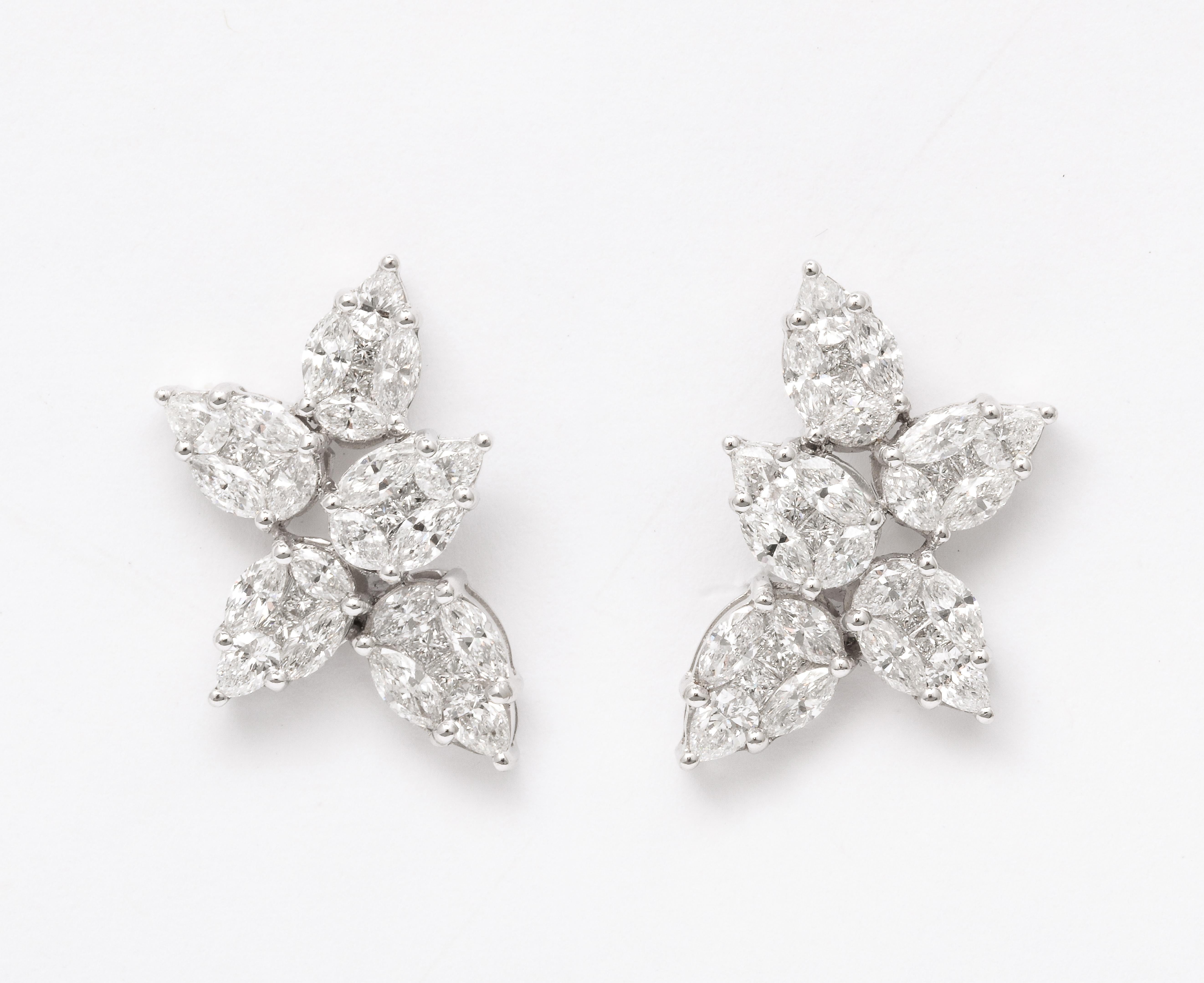 Women's Cluster Diamond Earrings  For Sale