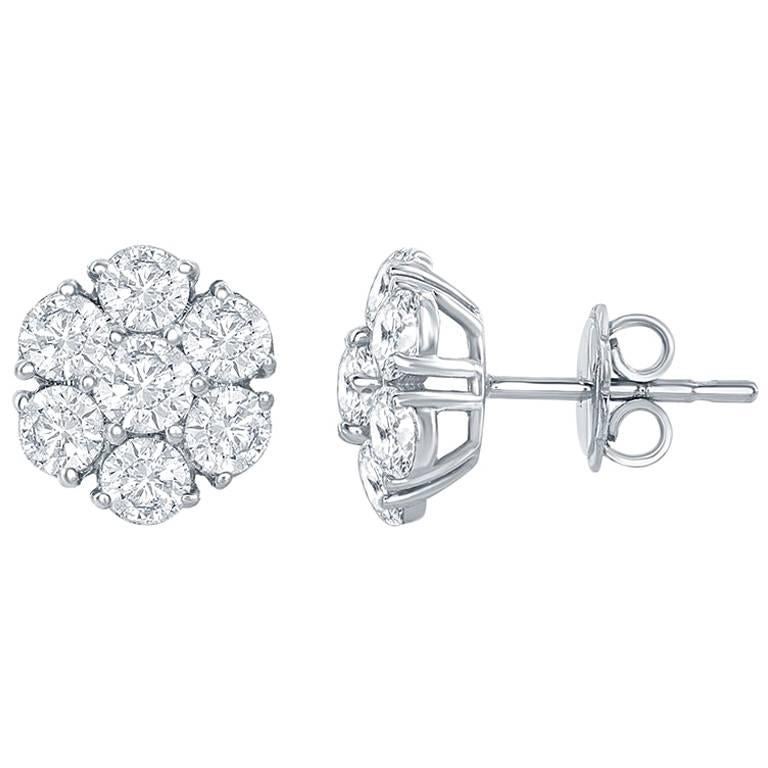 Cluster Diamond Earrings 3 Carat For Sale at 1stDibs 3 carat diamond