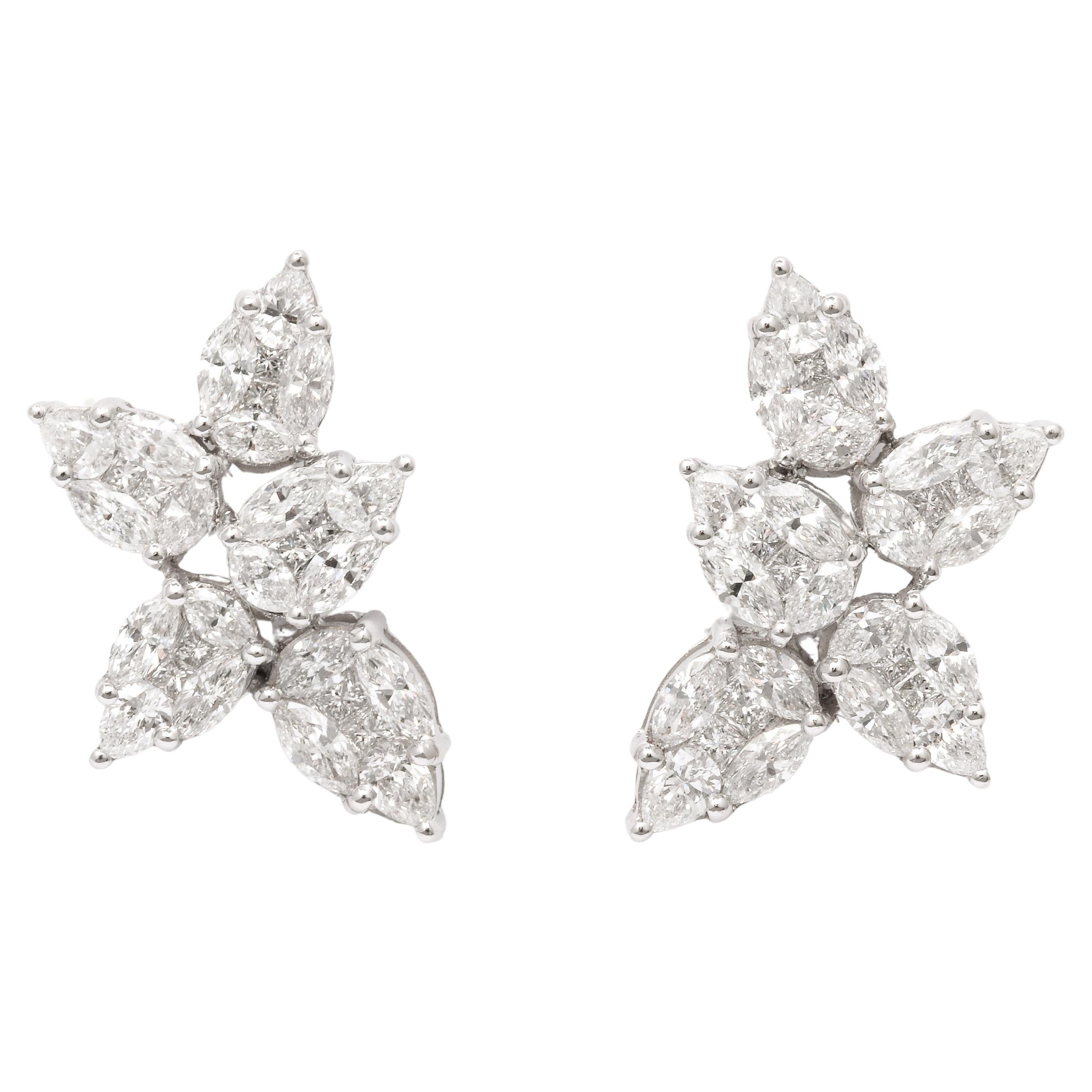 Cluster Diamond Earrings  For Sale