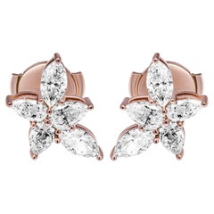 Cluster Diamond Earrings in 18K Rose Gold 