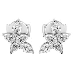 Cluster Diamond Earrings in 18K White Gold 