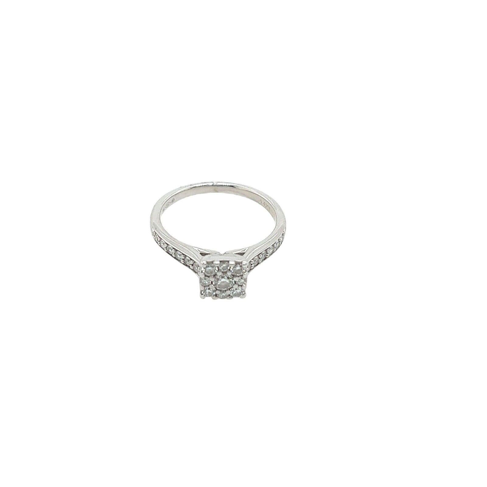 Cluster Diamond Engagement Ring Set with 0.41ct Diamonds in 9ct White Gold For Sale