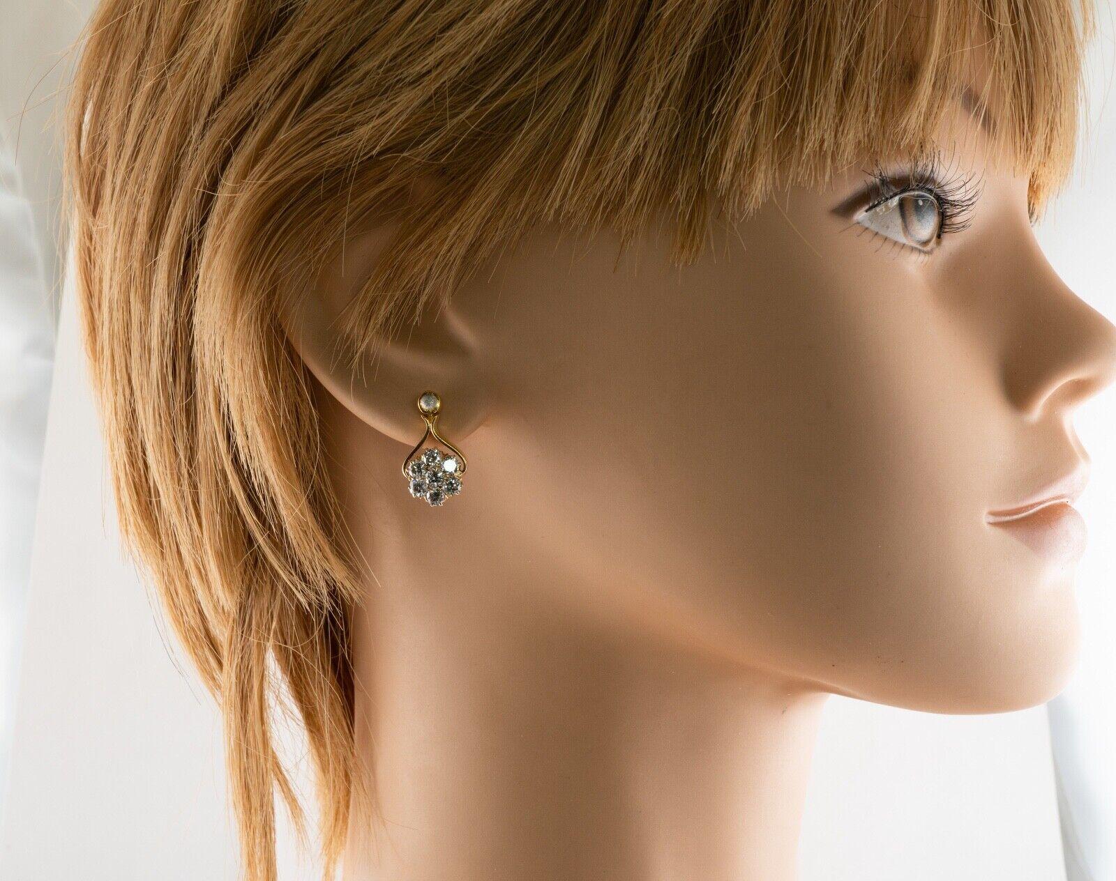 Cluster Diamond Flower Earrings 14K Gold 1.66 TDW For Sale 5