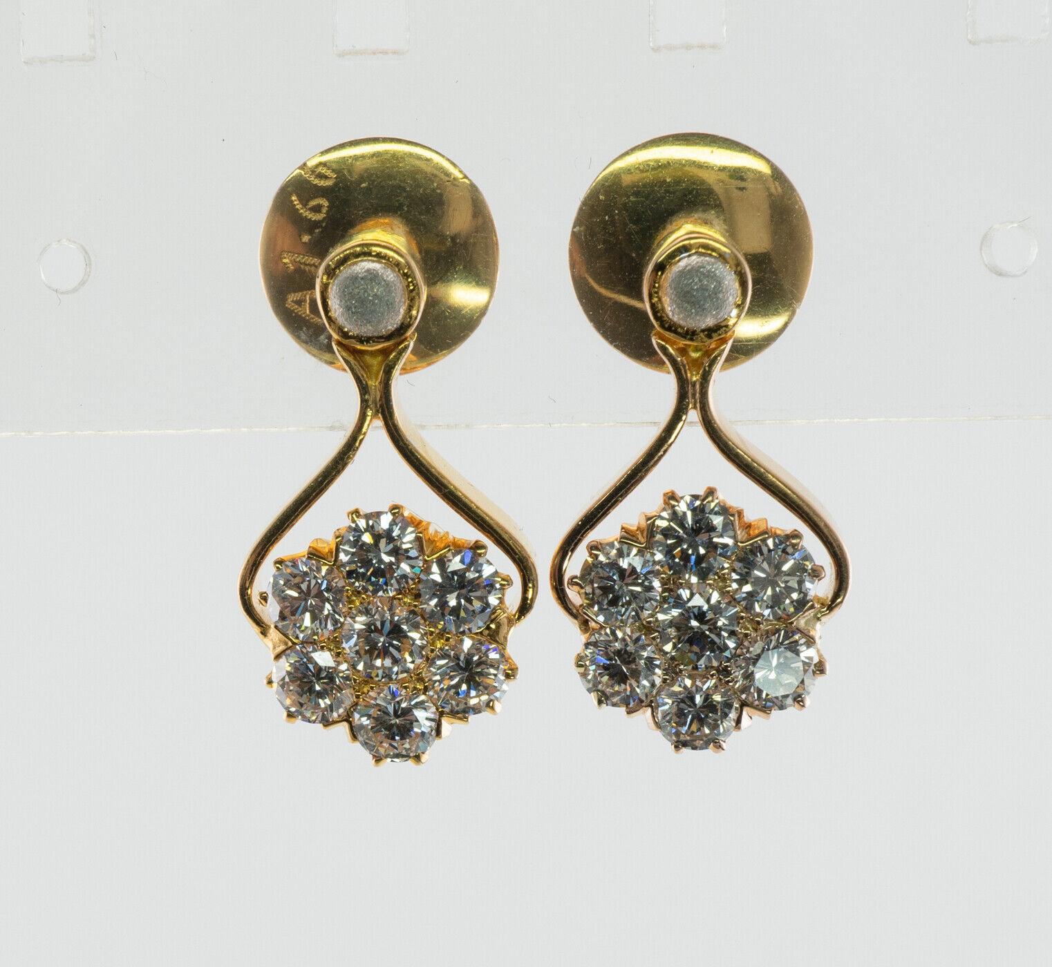 Cluster Diamond Flower Earrings 14K Gold 1.66 TDW For Sale 2